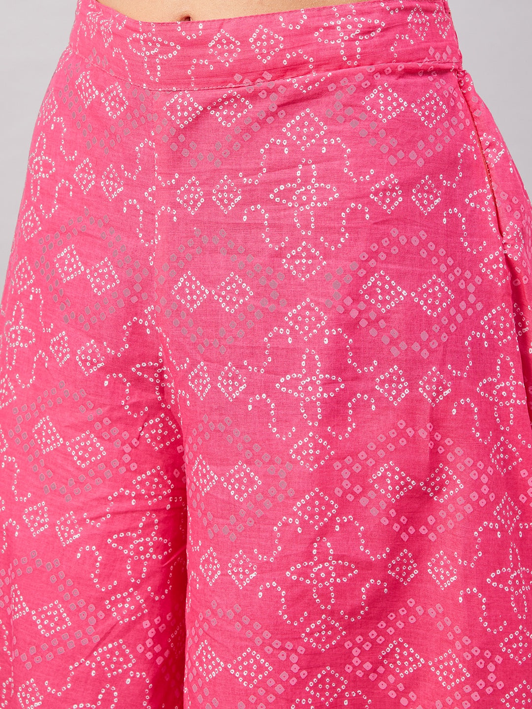 InWeave Women's Pink Bandhani Strappy Set W Black Pink Ethnic Dupatta - Swadesiicart