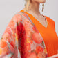 InWeave Women's Orange Gota Long Anrkali Kurta Set W Green Organza Dupatta - Swadesiicart