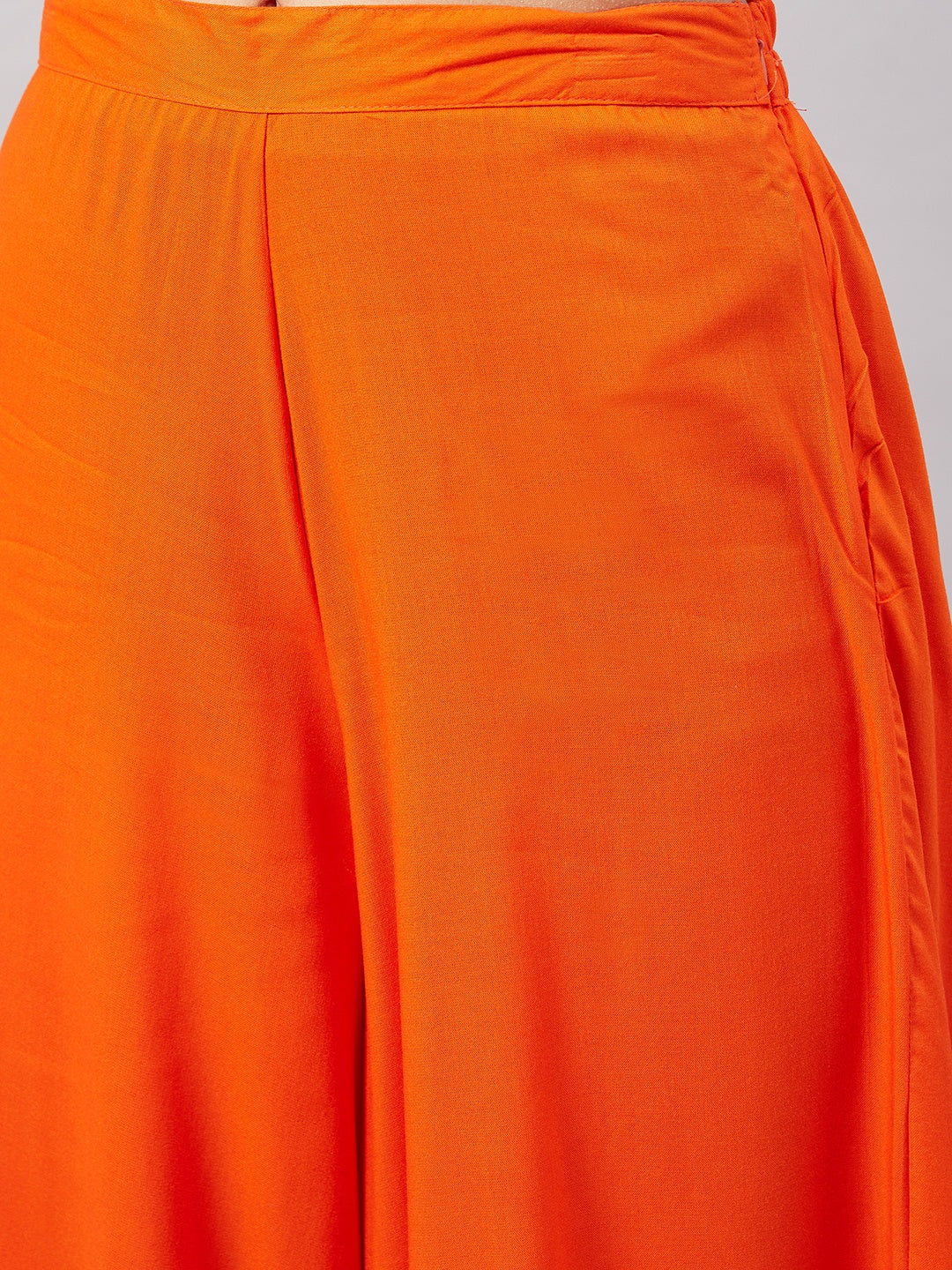 InWeave Women's Orange Gota Long Anrkali Kurta Set W Green Organza Dupatta - Swadesiicart