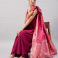 InWeave Women's Wine Solid Strappy Set With Pink Brocade Dupatta - Swadesiicart