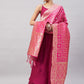 InWeave Women's Wine Solid Strappy Set With Pink Brocade Dupatta - Swadesiicart