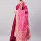 InWeave Women's Wine Solid Strappy Set With Pink Brocade Dupatta - Swadesiicart