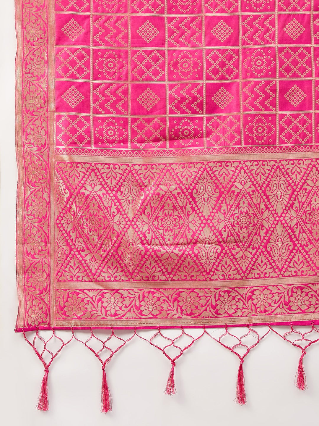 InWeave Women's Wine Solid Strappy Set With Pink Brocade Dupatta - Swadesiicart