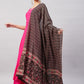 InWeave Women's Fuchsia Sleeveless Kurta Set W Black Pink Ethnic Dupatta - Swadesiicart