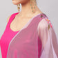 InWeave Women's Fuchsia Sleeveless Kurta Set W Mauve Handpaint Organza Dupatta - Swadesiicart