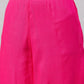 InWeave Women's Fuchsia Sleeveless Kurta Set W Mauve Handpaint Organza Dupatta - Swadesiicart