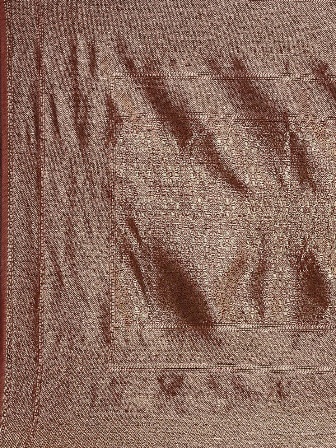 Kalini Maroon & Golden Ethnic Motifs Woven Design Banarasi Saree | Swadesiicart