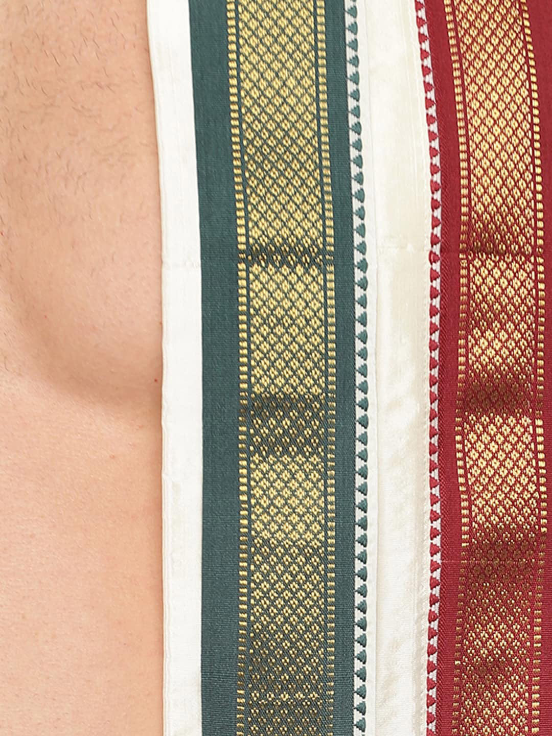 Sethukrishna Men Cream Coloured Solid Dhoti Pant With Angavastram | Swadesiicart