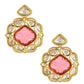 Pink Gold-Polished Contemporary Drop Earrings - Ruby Raang | Swadesiicart