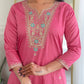The52 Women Gorgeous Embroidery Work with Viscose Silk Fabric Straight Kurta, Pant and Dupatta Set - Swadesiicart