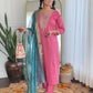 The52 Women Gorgeous Embroidery Work with Viscose Silk Fabric Straight Kurta, Pant and Dupatta Set - Swadesiicart