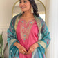 The52 Women Gorgeous Embroidery Work with Viscose Silk Fabric Straight Kurta, Pant and Dupatta Set - Swadesiicart