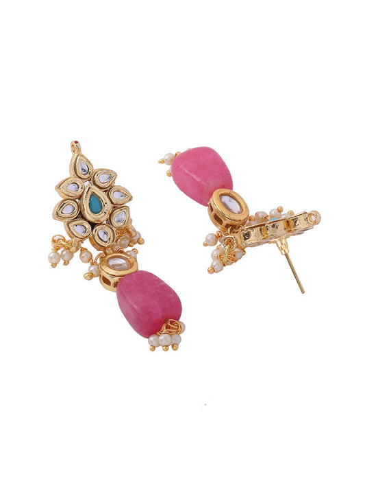 Shoshaa Gold Contemporary Drop Earrings | Swadesiicart