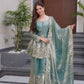 Lorenvalley Fashion Seagreen Fendy Satin Embroidery Sequins work with Real Mirror Kurta Palazzo with Dupatta | Swadesiicart