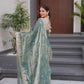 Lorenvalley Fashion Seagreen Fendy Satin Embroidery Sequins work with Real Mirror Kurta Palazzo with Dupatta | Swadesiicart