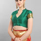 Kalini Red & Green Floral Zari Silk Blend Banarasi Saree | Swadesiicart
