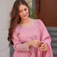 Lorenvalley Fashion Pink Shimmer Silk with Embroidery Sequins Work Anarkali Gown with Dupatta | Swadesiicart