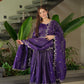Lorenvalley Fashion Purple Shimmer Silk with Embroidery Sequins Work Anarkali Gown with Dupatta | Swadesiicart