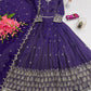 Lorenvalley Fashion Purple Shimmer Silk with Embroidery Sequins Work Anarkali Gown with Dupatta | Swadesiicart