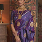 Mitera Purple & Brown Floral Zari Silk Blend Banarasi Saree | Swadesiicart