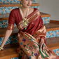 Vishnu Weaves Women's Maroon Paithani Silk Zari Woven Saree with Blouse - Swadesiicart
