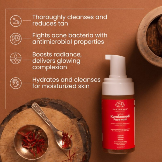 Earthraga Kumkumadi Foaming Face Wash - Swadesiicart