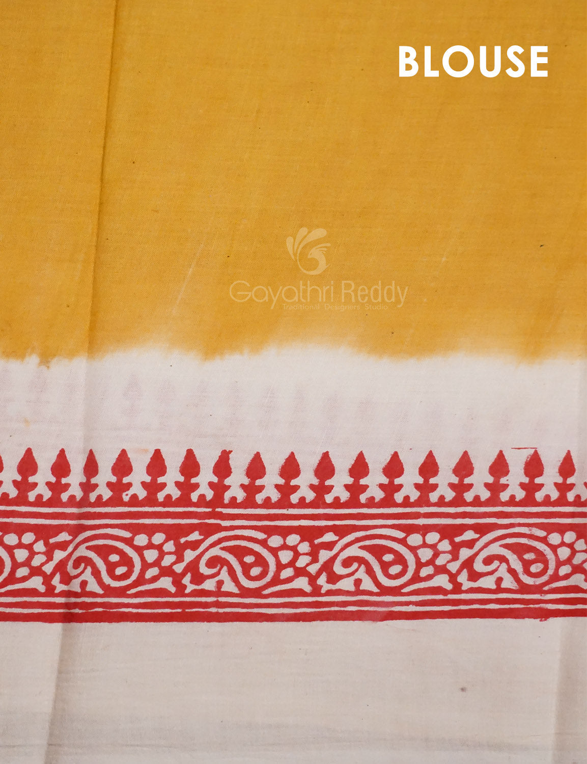 White Colored Elephant Block Print Pure Mulmul Cotton By Gayathri Reddy Designer Studio | Swadesiicart