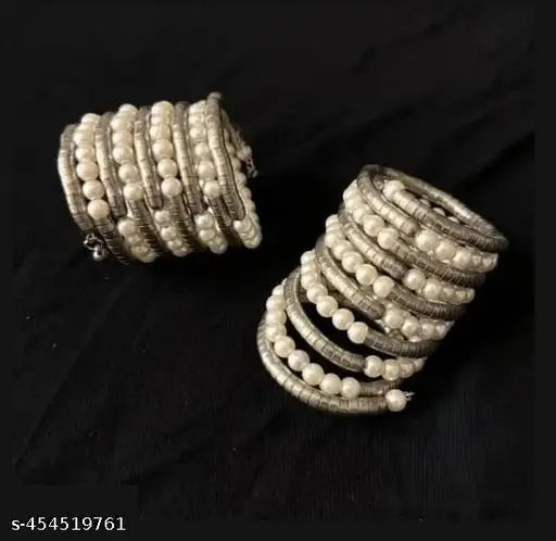 Tehzeeb Creations Women's Latest Spiral Pearl Bracelet - Swadesiicart