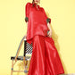 InWeave Women's Red Green Brocade Satin Boho Kurta Palazzo Set - Swadesiicart