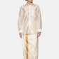 Sethukrishna Men Cream-Colored & Golden Solid Veshti | Swadesiicart