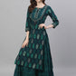 Ishin Women Navy Blue Printed Kurta with Skirt | Swadesiicart