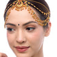 Yellow Chimes Gold-Polished Red & Green Stone-Studded Layered Bridal Maatha Patti | Swadesiicart
