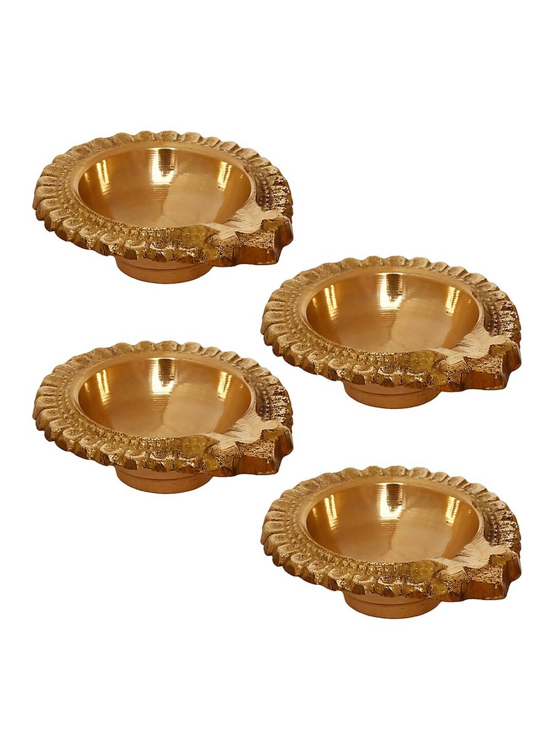 eCraftIndia Set of 4 Handcrafted Brass Diyas | Swadesiicart
