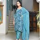 Vaasva Women's Teal Crepe Embroidered Suit Set | Swadesiicart