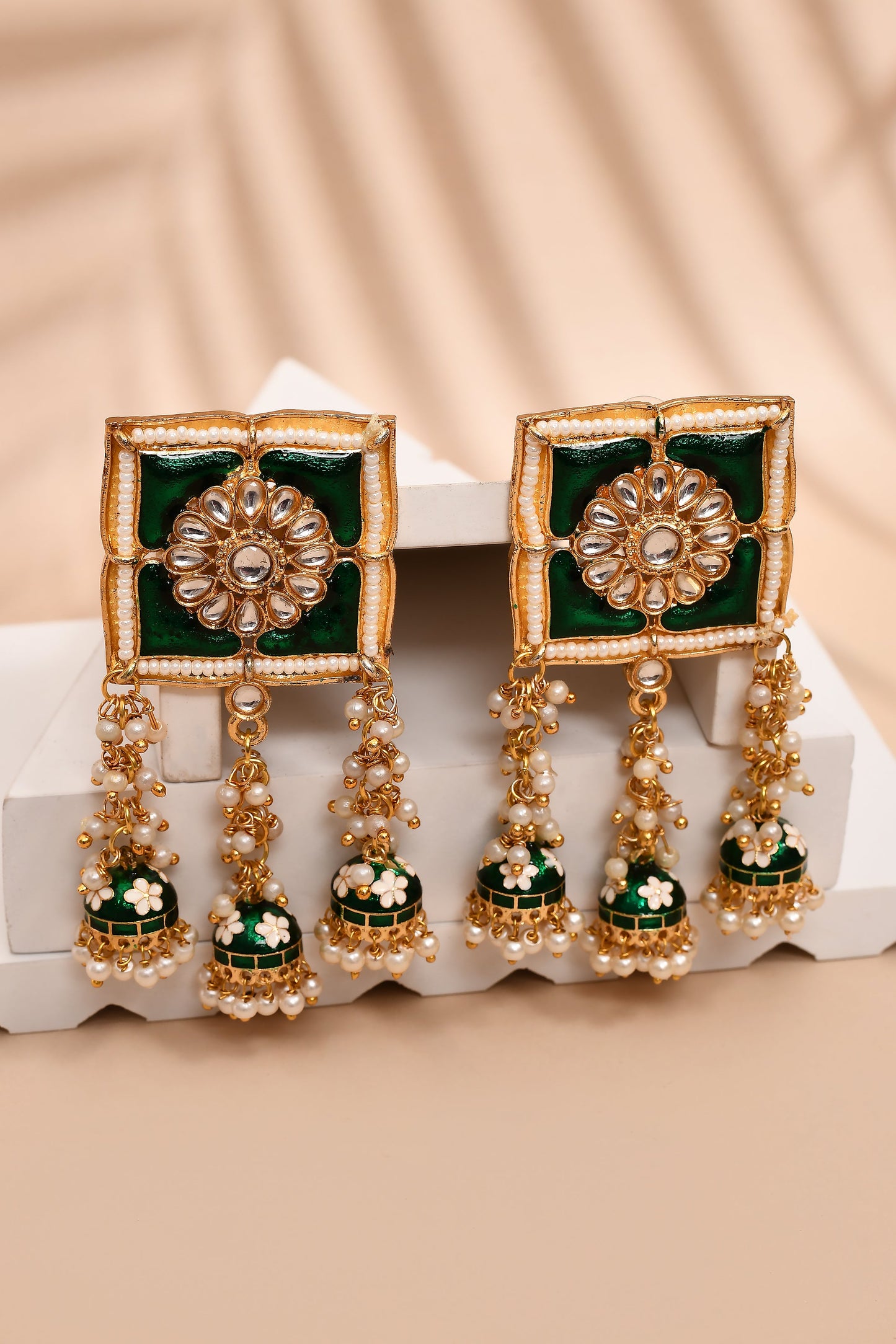 New Stylish Meenakari Dark Green Jhumki Earring for Womens by House of Ree | Swadesiicart