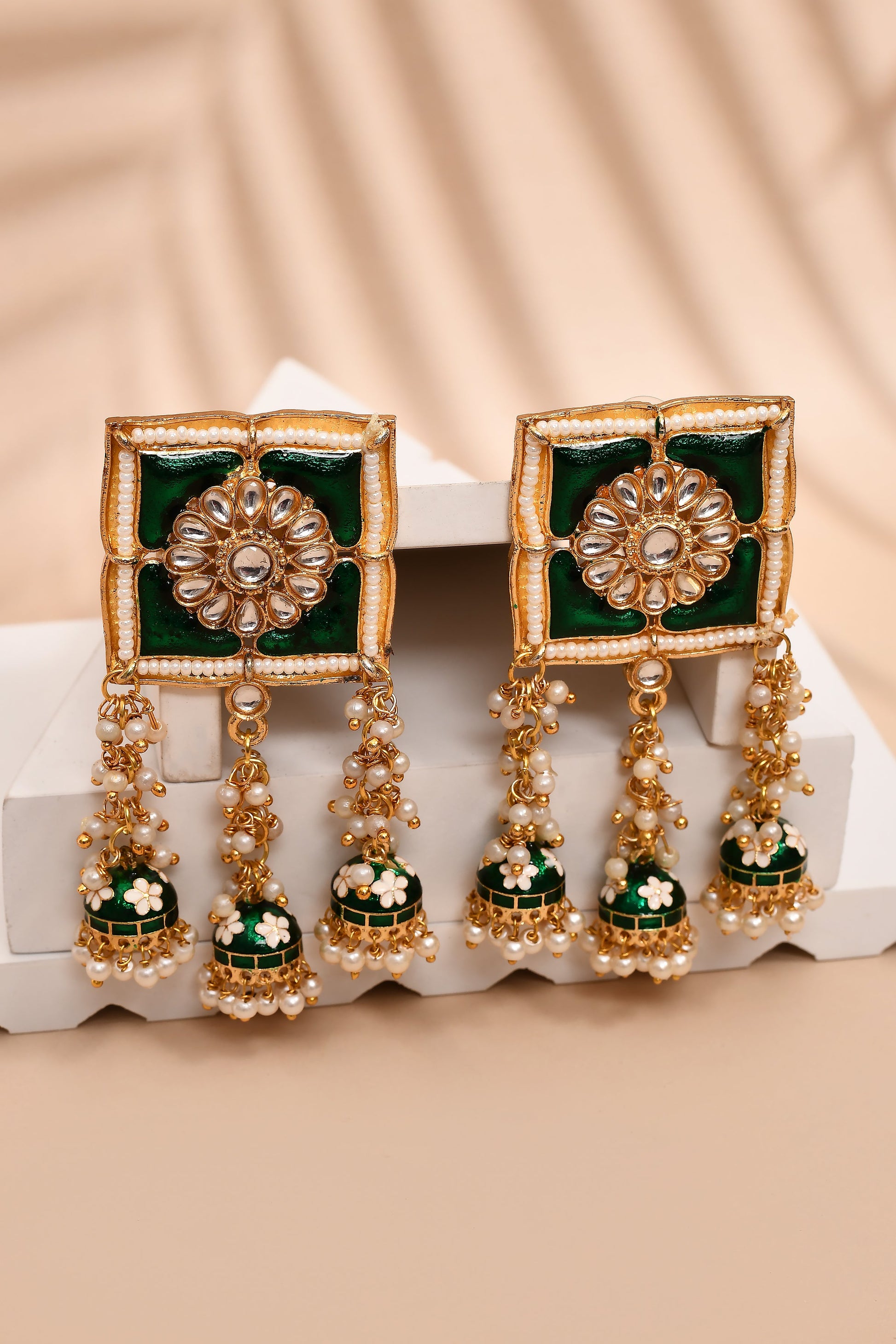 New Stylish Meenakari Dark Green Jhumki Earring for Womens by House of Ree | Swadesiicart