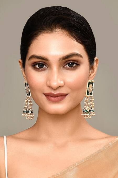 New Stylish Meenakari Dark Green Jhumki Earring for Womens by House of Ree | Swadesiicart