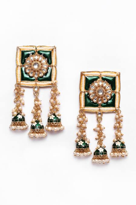 New Stylish Meenakari Dark Green Jhumki Earring for Womens by House of Ree | Swadesiicart