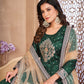 Anaita Green Embroidered Tapeta Silk Anarkali Suit