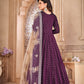 Anaita Purple Embroidered Tapeta Silk Anarkali Suit