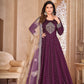 Anaita Purple Embroidered Tapeta Silk Anarkali Suit