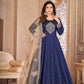 Anaita Navy Blue Embroidered Tapeta Silk Anarkali Suit