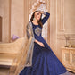 Anaita Navy Blue Embroidered Tapeta Silk Anarkali Suit