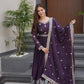 Lorenvalley Fashion Wine Diamond Silk with Embroidery Threads & Sequins Work Anarkali Gown with Dupatta | Swadesiicart