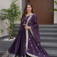 Lorenvalley Fashion Wine Diamond Silk with Embroidery Threads & Sequins Work Anarkali Gown with Dupatta | Swadesiicart