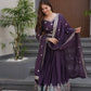 Lorenvalley Fashion Wine Diamond Silk with Embroidery Threads & Sequins Work Anarkali Gown with Dupatta | Swadesiicart