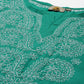 ADA Women Green & White Ethnic Motifs Hand Embroidered Chikankari Handloom Kurta | Swadesiicart