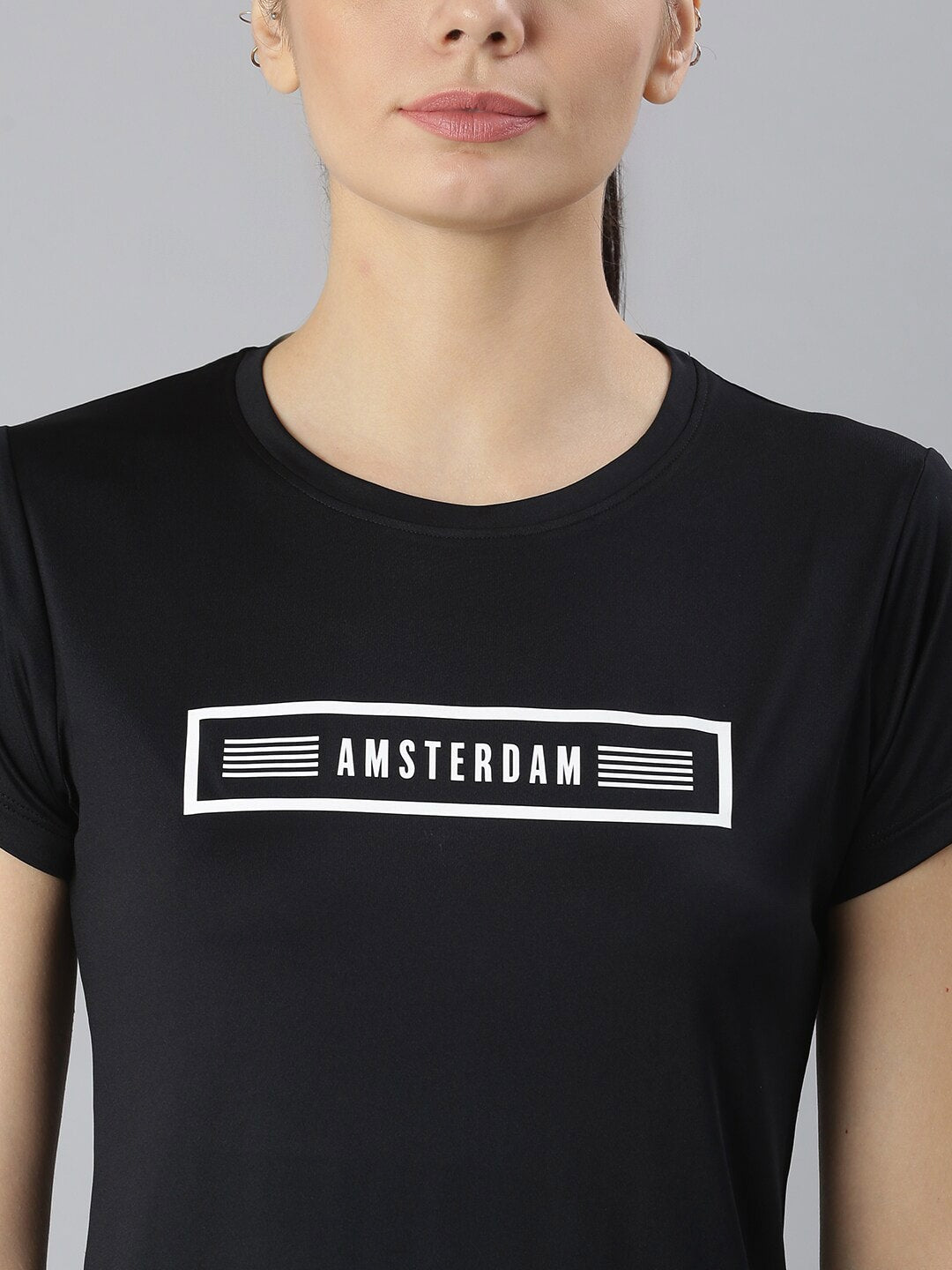 MKH Women Black Typography Printed Round Neck Dri-FIT T-shirt - Swadesiicart