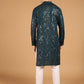 Sojanya Ethnic Motif Embroidered Band Collar Sequinned Pure Cotton Kurta | Swadesiicart