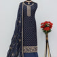 Anaita Navy Blue Dola Jacquard Silk Sequin Embroidered Salwar Suit